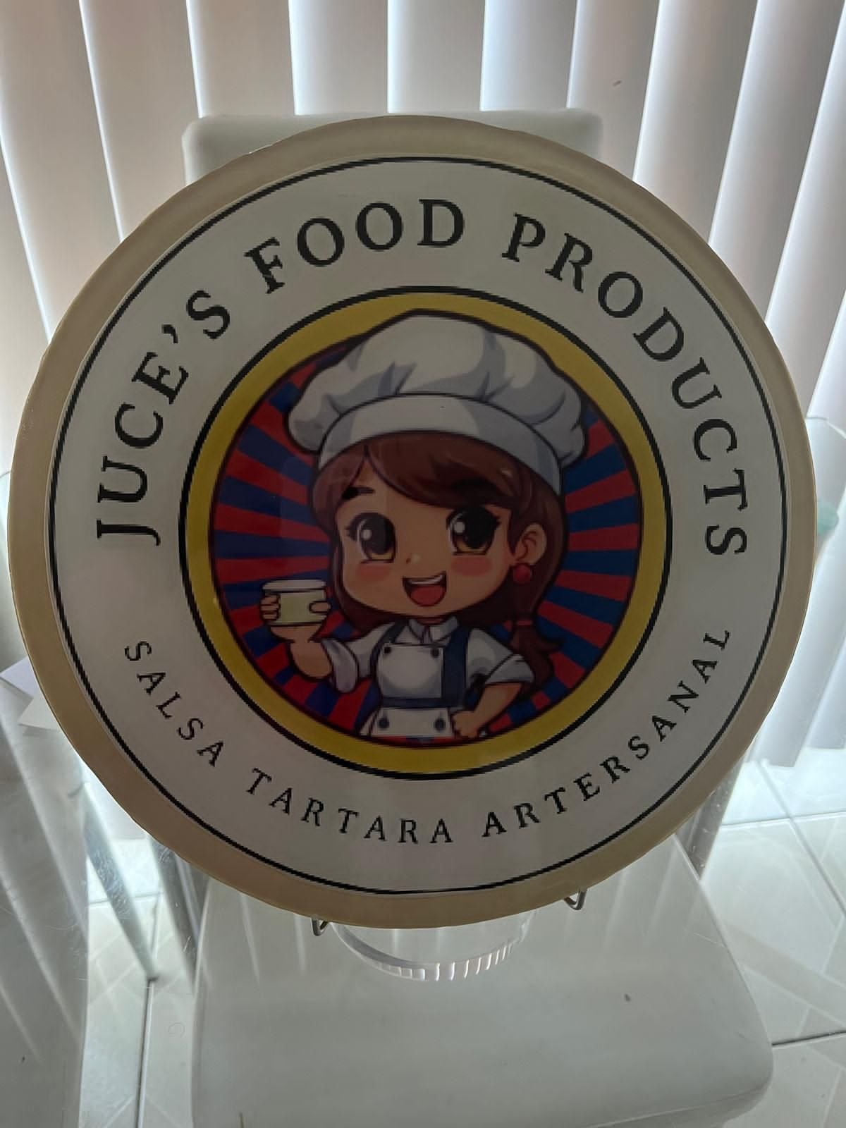 Logo encapsulated in resin with support
